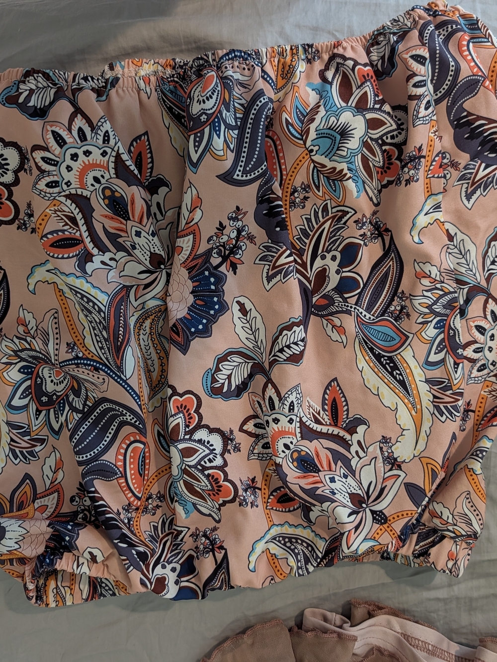 Peach Floral Paisley Off-Shoulder Top